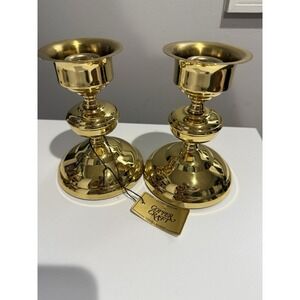 Vintage Brass Coppercraft Candlestick Pair Made In USA Set Of 2